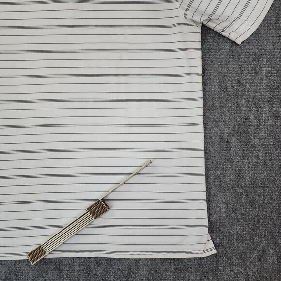Straight Down Polo Shirt Mens XL White Striped Performance The Farms Golf Club - Picture 14 of 16